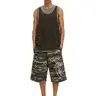 FDR Unisex Embroidered Camo Print Baggy Jorts, Vintage 3/4 Length Wide Leg Shorts, Low Waist Handwritten Graphic, Relaxed Loose Fit Streetwear Bottom for Everyday Wear, Travel and Skate Style