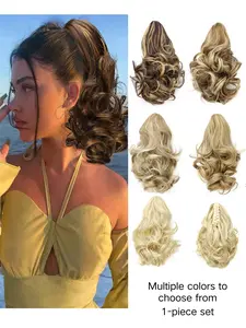 Women's Short Synthetic Hair Extension Clip-In Ponytail, High Volume Fake Hairpiece for Daily Use & Stylish Look, Durable Design, Synthetic Hairpieces