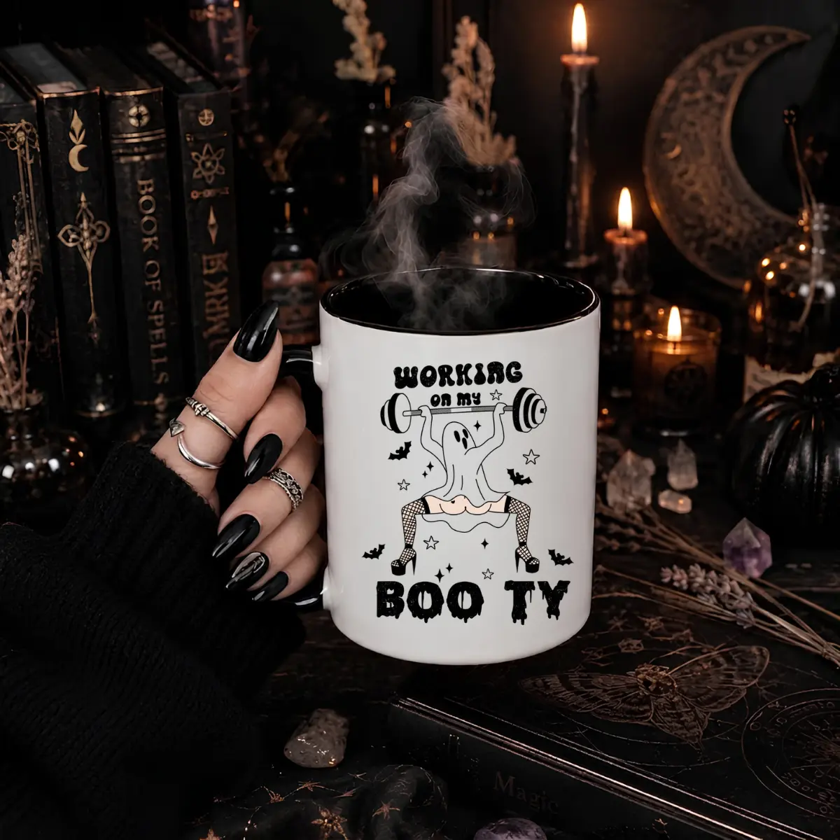 Working On My Boo Ty Halloween Mug, Funny Ghost Gym Coffee Mug, Fitness Ghost Mug, Halloween Workout Coffee Cup, Spooky Gym Lover Gift, Cute Ghost Weightlifting Mug, Funny Halloween Cup