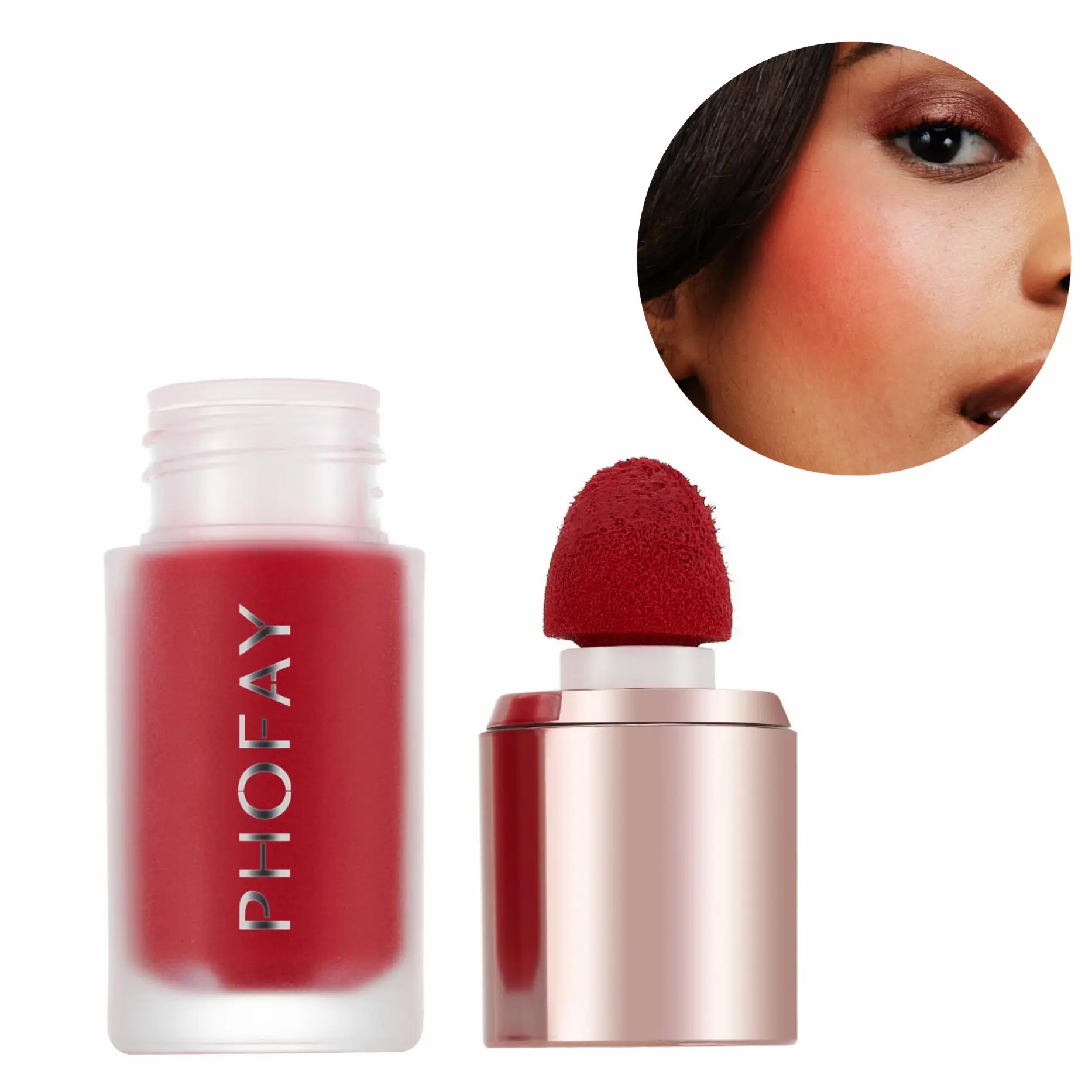 PHOFAY Viral Liquid Blush Cosmetic, Soft Matte Sponge Tip Tint, Waterproof Formula for Clean Girl Makeup, Shy Flush Radiance, Water Proof, Natural Blush, All Skin Types