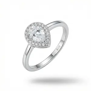 [AB099] Real Ring Silver 925 Zirconia Lab Drop