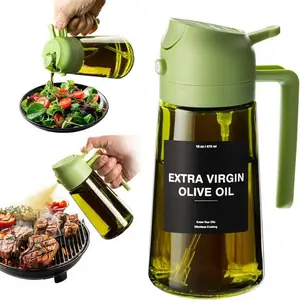 16Oz/470Ml Olive Oil Dispenser for Kitchen with Stickers - 2 in 1 Olive Oil Sprayer for Cooking, Air Fryer, and Salad, DUTRIEUX