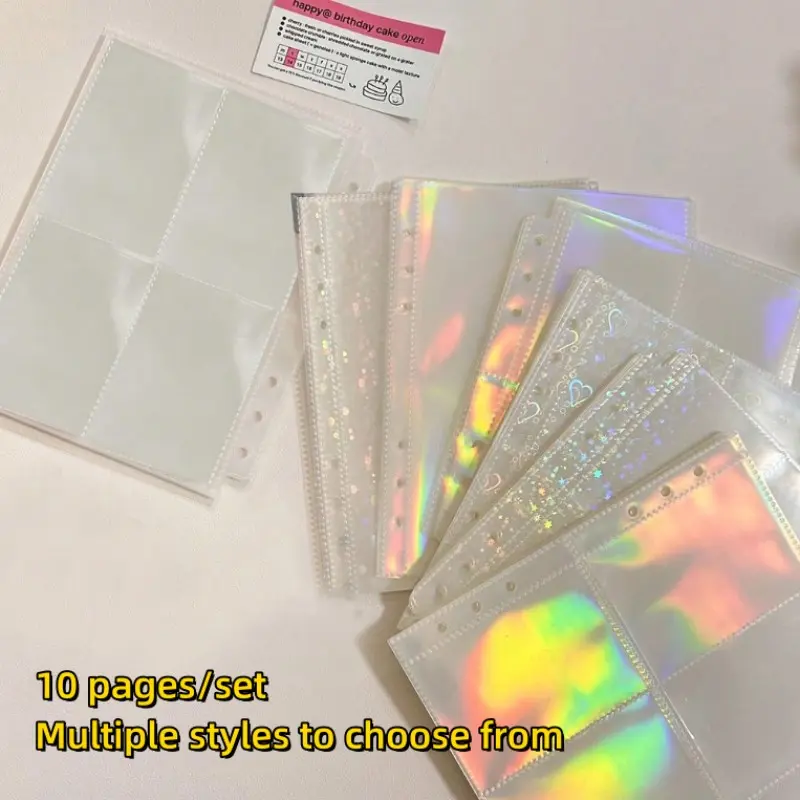 10 Pieces A5 Transparent Pocket Pages for Albums, Holds 40/80 Cards, 3x6 Hole Design, Ideal for Kpop Photocards Binder, Jewelry, Collectibles Storage, Photo Organizer, Inner Photo Keeper
