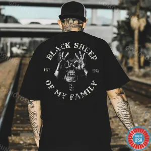 BLACK SHEEP OF MY FAMILY Skull Black Print T-Shirt