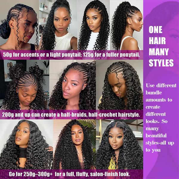 Deep Wave Feather Crochet Human Hair for Mircale Knots Human Hair Bundles Pre- Separeted 50g/ Bundle- Knotless Boho Braids, 5-6 Bundles for Full Head SpringStatements