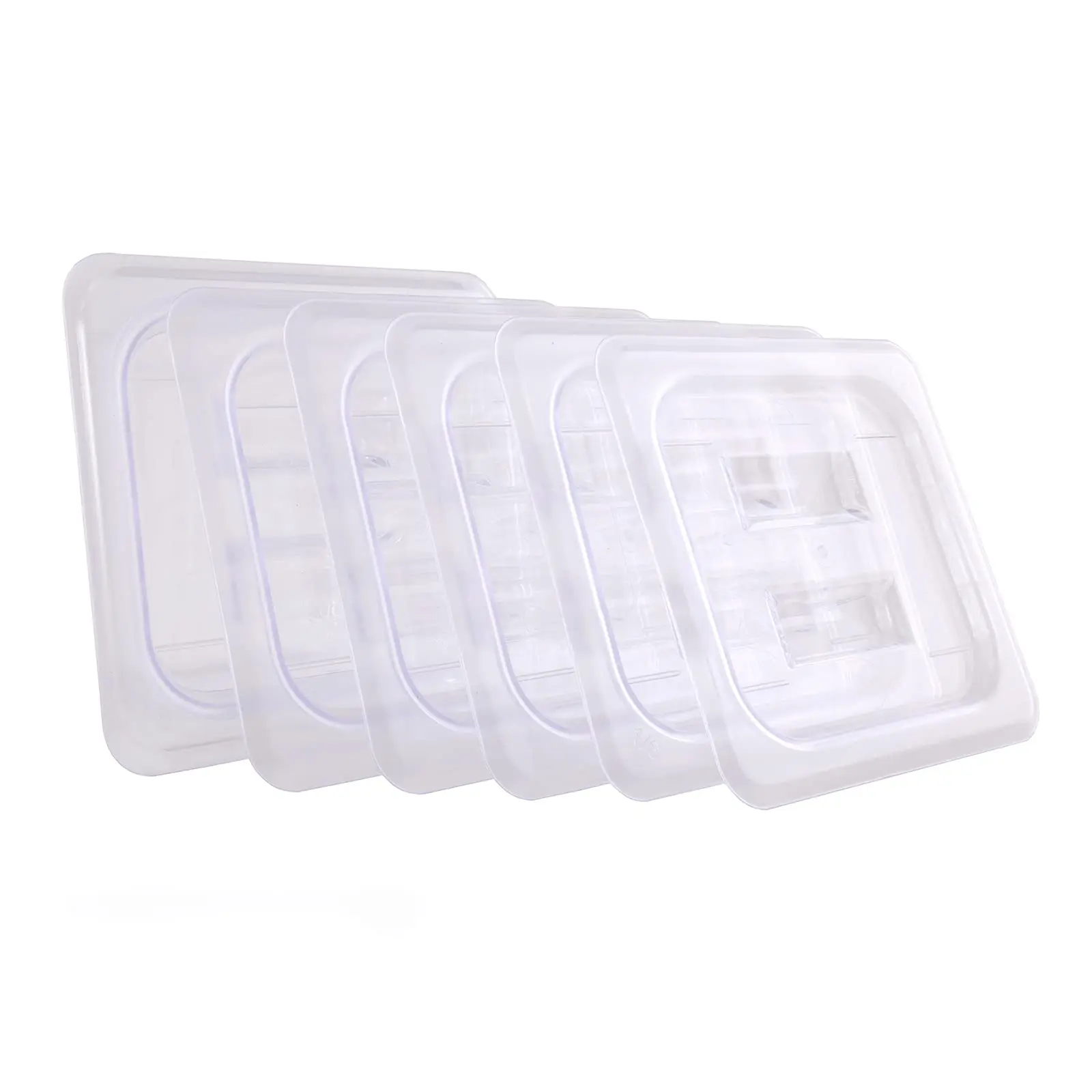 Hakka 6-Pcs 1/6 Size Smooth Polycarbonate Food Pan Lids with Handle, Commercial Stackable Freezer-Safe Plastic Food Containers Covers for Restaurant Kitchen Use