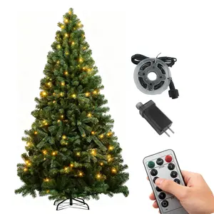 Pre-Lit Artificial Christmas Tree, Hinged Spruce Xmas Full Tree with 200 LED Multicolor Lights for Indoor Home Office Decoration