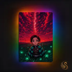 RGB LED Anime Metal Poster: 4K Otaku Room Decor( Unframed - Print Only )