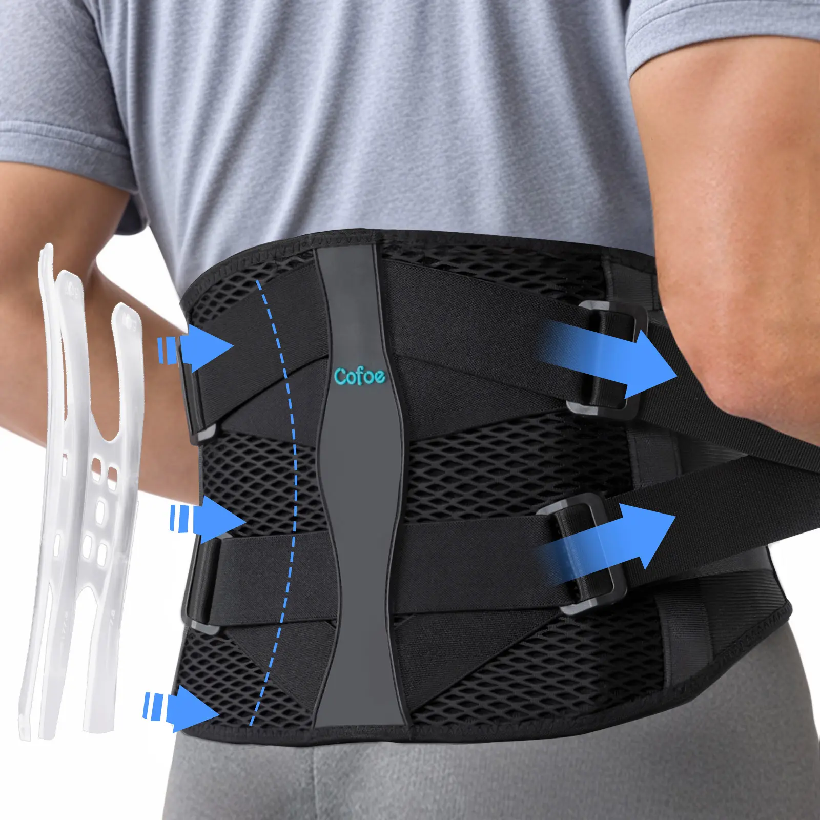 COFCARE Back Posture Brace for Adults, Ergonomic Orthopedic Support with Bio-Support System with Resin Stays, Breathable Quick-Dry Fabric for Work & Sitting