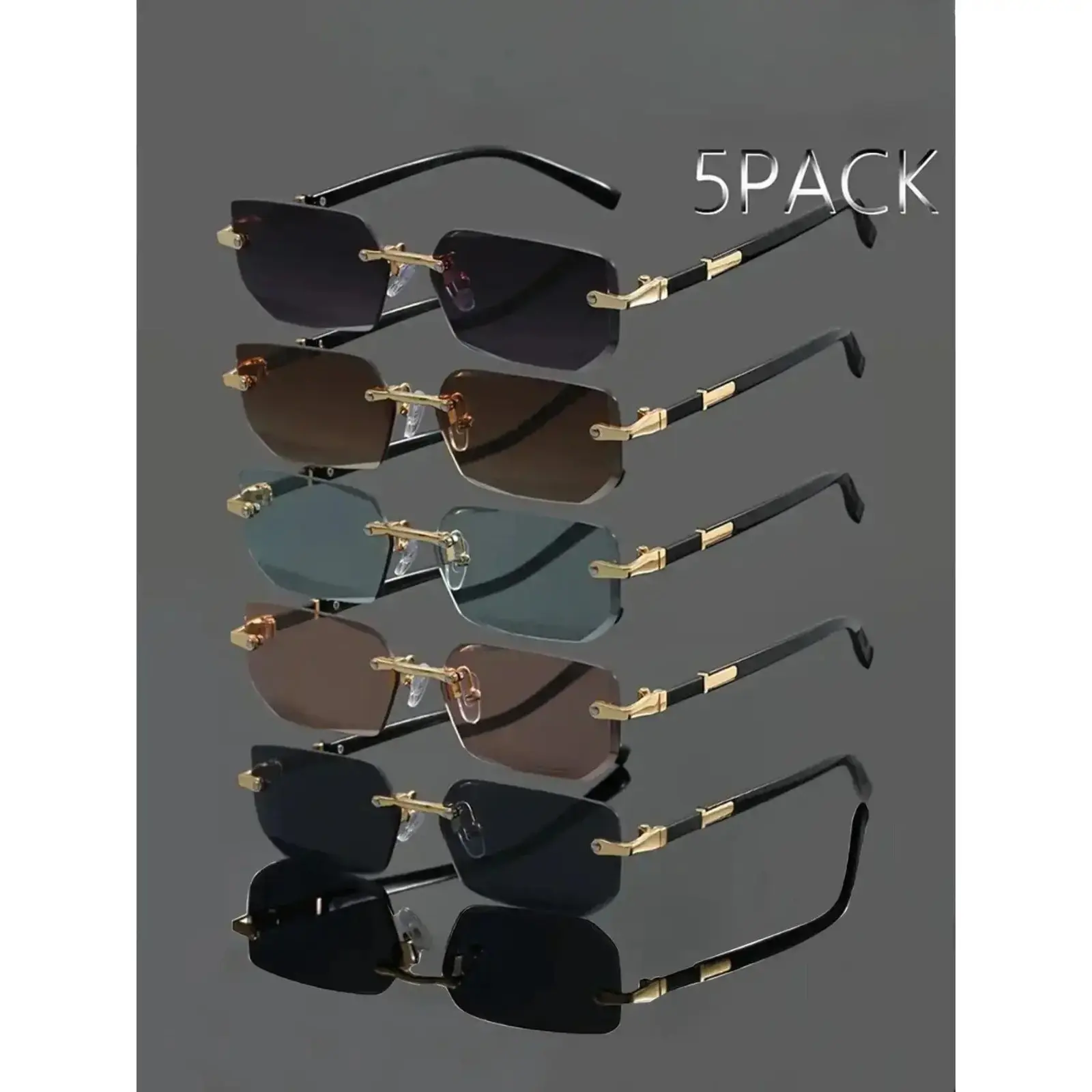 Summer 5Pcs Frameless Trimmed Glasses Y2K Style Fashion Eyewear for Daily & Photography,back to school,back to school haul