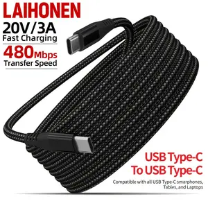 USB-C to USB-C Data Cable 10ft, 60W Nylon Braided 3A Fast Charging USB Type-C Cable, Compatible with MacBook Pro 2021, iPad Pro 2021, for Samsung Galaxy S22, Switch, Pixel