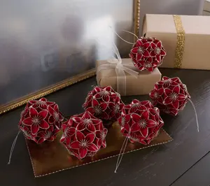 Home Reflections_S/6 Gold Trimmed Poinsettia Ornaments