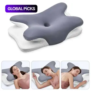 Adjustable Ergonomic Memory Foam Neck Pillow, Cervical Support Pillow with Breathable Detachable Cover, Sleep Aid for Side, Stomach, Back Sleeper #GLOBAL PICKS