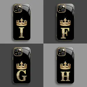 Suitable for [iPhone 14] New high-end crown electroplated gold edge mobile phone case new business simple explosion-proof mobile phone case affordable anti-fall anti-fingerprint-888