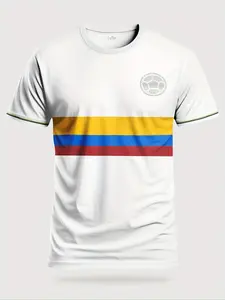 Unisex Colombia Soccer Jersey, Soccer Shirt, Comfortable Breathable Sports Tee, Outdoor Training Casual Versatile Top, All Seasons Wear