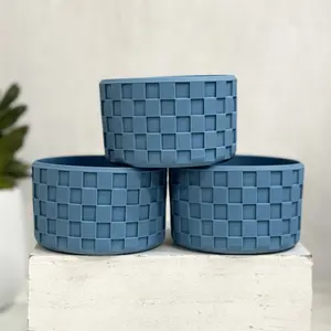 Glacier Blue Silicone Boot for Tumblers, Tumbler Accessories, Blue, Protective Silicone 3D Tumbler Boot, Checkered Tumbler Boot