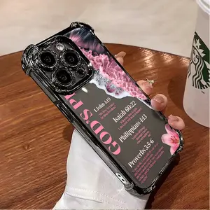 Pink Ocean & Bible Verse Design: Anti-Drop, Non-Slip TPU Full-Coverage Phone Case with Reinforced Corners and Lens Protection. Compatible with iPhone 17, 16, 15, 14, 13, 12, 11, XS, X, and other series models. Makes an ideal gift for friends or family.