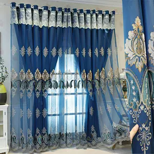 European Embroidered Window Curtain Fabric, Living Room Bedroom Balcony Floor-Length Double Layer Heavy Curtain, Shade Design, Fashion Home Decor