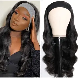 [20" Only $60] Mylockme Hair Headband Wigs Body Wave Glueless Human Hair Wigs No Gel No Glue Full Machine Made Wgs Beginener Friendly 180% Density