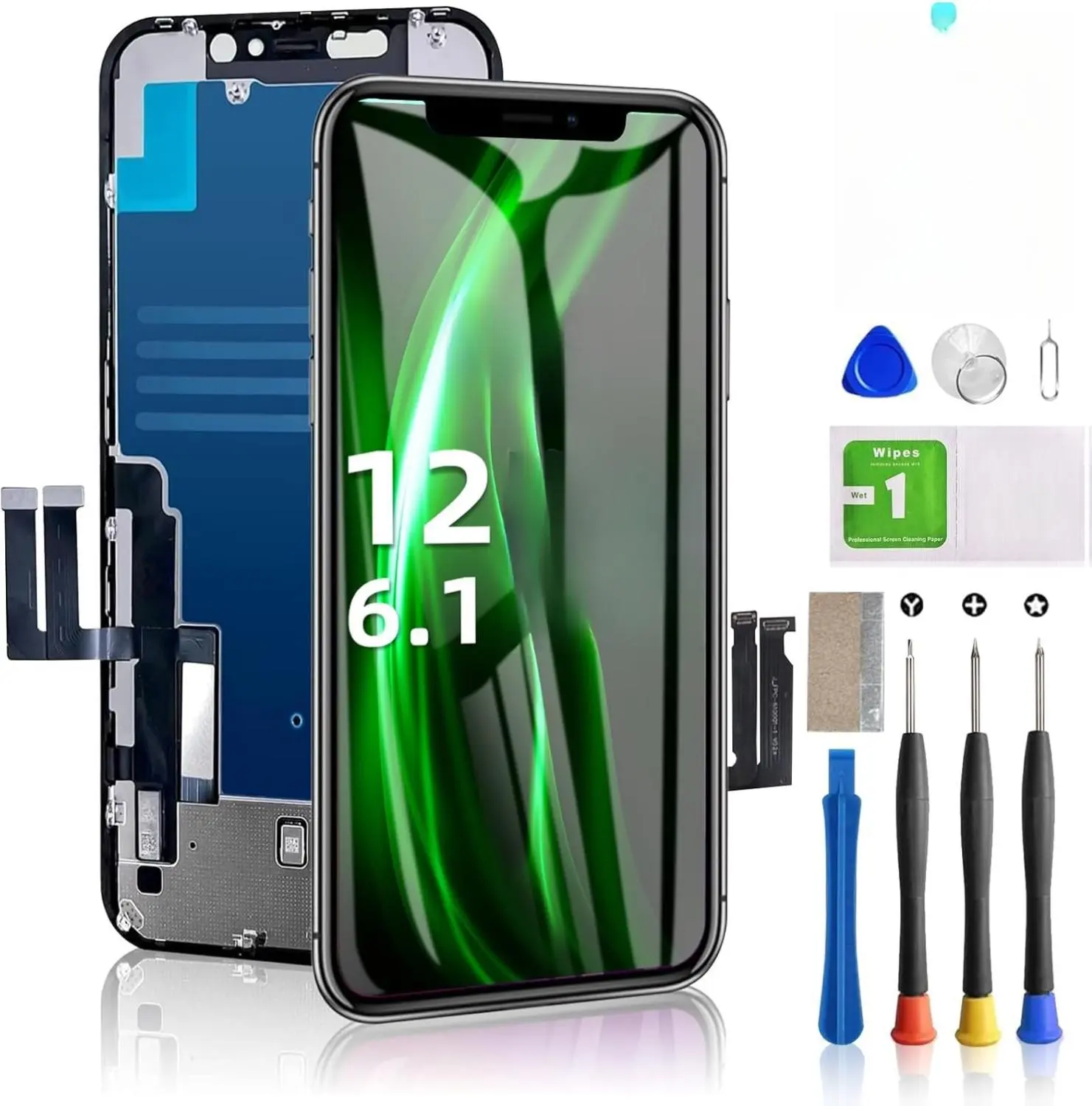 for iPhone 12/12 Pro Screen Replacement 6.1 inch - 3D Touch LCD Display Digitizer Frame Assembly with Repair Tools Installation Smartphone