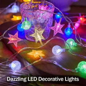 2pcs Colorful Star Bubble Lights USB String Lights for Festive Atmosphere Dazzling LED Decorative Ornaments Symbolizing Peace Indoor Outdoor Use