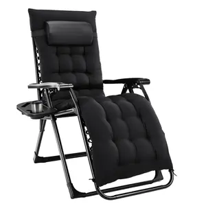 Outdoor Zero Gravity Soft Cushion Folding Chair, Double Elastic Straps, Breathable Mesh, Removable Seat Cushion And Headrest, 90°-170° Adjustment, Suitable For Courtyards, Parks, Camping