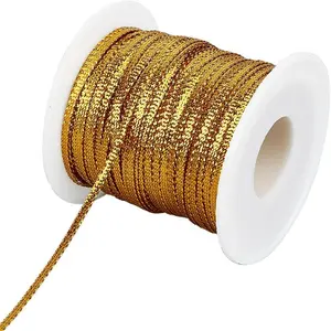 109Yds  Metallic Dreadlock String 1/8 Inch Hair Wrap Rope Nylon Braided Ribbon Hiphop Tie Braiding Band String Sparkly  Twine Glitter Cord for Craft Hair Extension Sewing