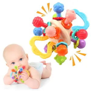 Colorful Baby Teething Toy, Food Grade Silicone Baby Grasping Training Activity Baby Toy, Sensory Toy for Baby, Baby Essentials, Sensory Teether