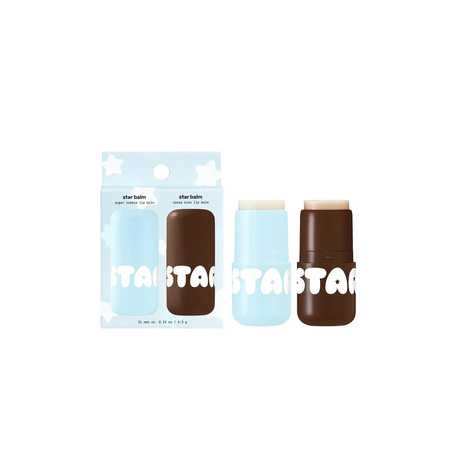 Starface Wintery Balm Duo - Vegan 2-Piece Lip Balm Gift Set with Shea, Wax, Cocoa, Coconut Oil, Hydrating Moisturizer for Lip Care