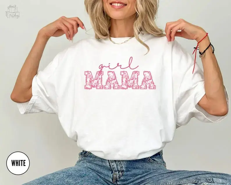 Comfort Colors Girl Mama Shirt, Floral Mom Of Girls Tshirt, Mothers Day New Mama Outfit, Gender Reveal Momma Clothing, Birthday Mommy Gift - TrendWear USA