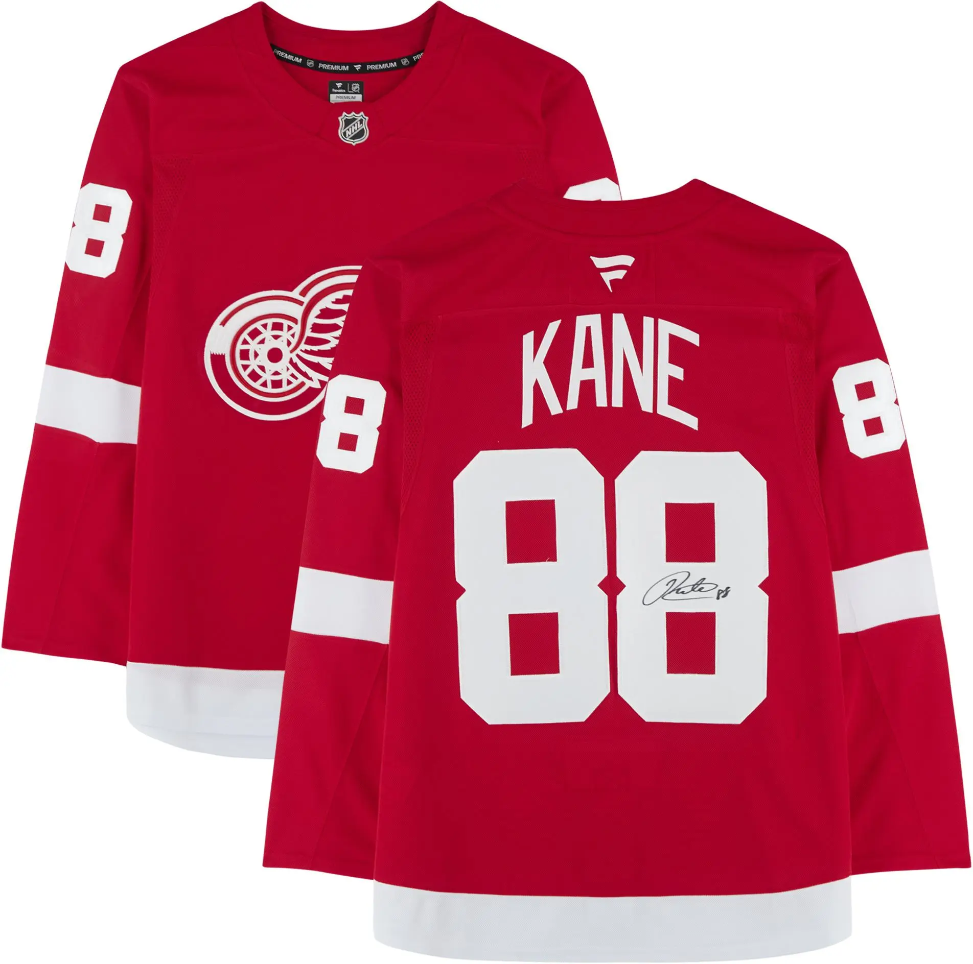 Patrick Kane Detroit Red Wings Autographed Red Fanatics Premium Jersey - Fanatics Authentic Certified