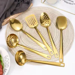 Stainless Steel Elegant Kitchen Utensils Set, Complete Home Cooking Spoons and Ladles, Non-Stick Cookware Accessories