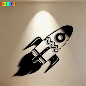 1pc Rocket Metal Wall Art,Rocket Statue Mural, Modern Art Design, Modern Home Decoration, Gift for New Year, Space Decor Enthusiasts, Weather-Resistant Metal Wall Decor Wall Sculptures, For Living Room Wall & Garden Fence, Unique Home Decor