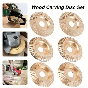 A Set of 6/3 Pcs Wood Carving Disc for 4" or 4 1/2" Angle Grinder with 5/8" Arbor,Grinding Wheel Shaping Disc for Wood Cutting,Grinder Cutting Wheel Attachments,Halloween Christmas Party Gifts,Hand Tools Kits