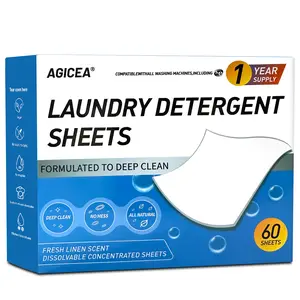 AGICEA Laundry Detergent Sheets – 60 Loads, Fresh Breeze Scent, Eco-Friendly Dissolvable Strips for HE & Standa，Summervibesrd Washers