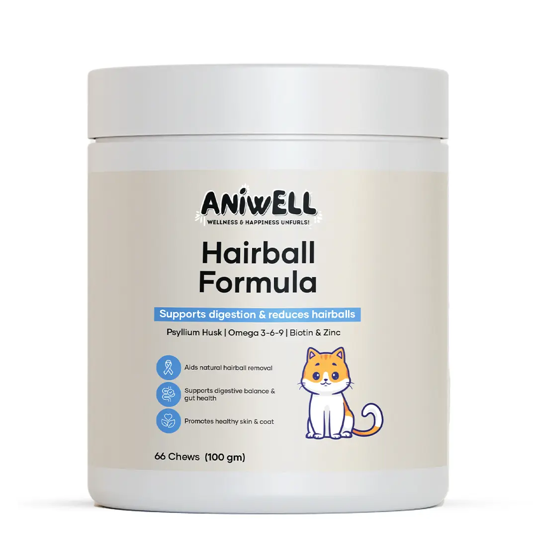 Aniwell Hairball Formula Cat Vitamin Supplement - Hairball Management Support with Omega-3s, Biotin