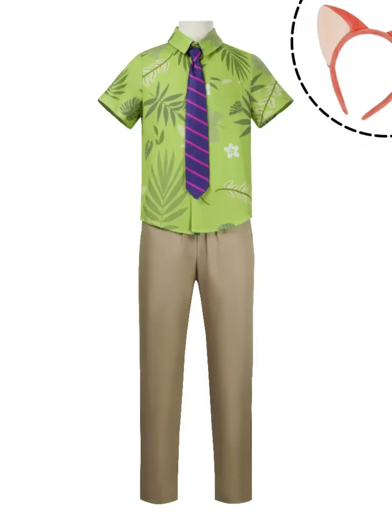 Zootopia Adult Nick Fox Officer Cosplay Costume, Clothes, Shirt Jacket Outerwear, Daily Casual Suit, Slim-Fitting Cartoon Pattern