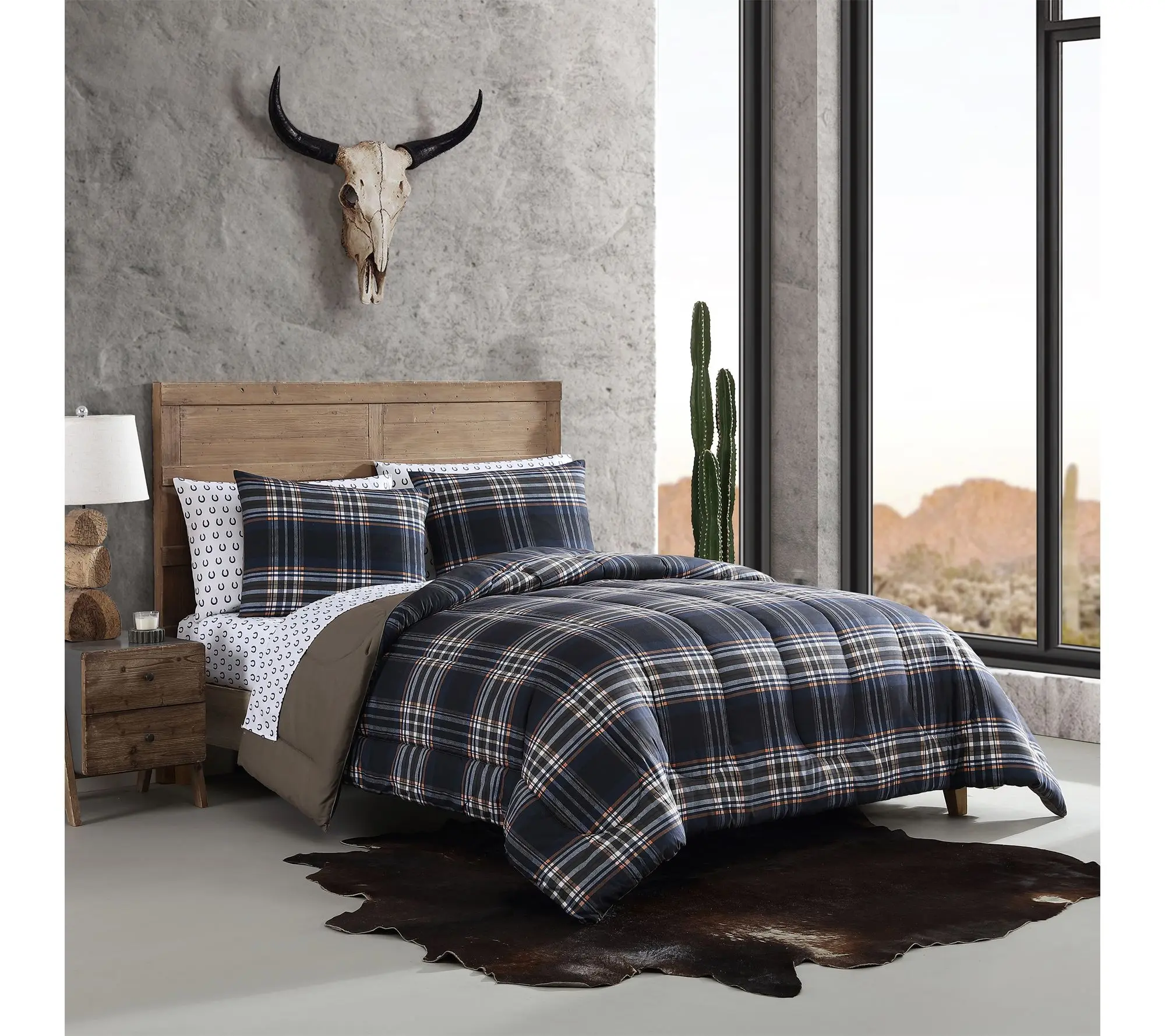 Wrangler City Flats Plaid Navy F/Q Duvet CoverSet