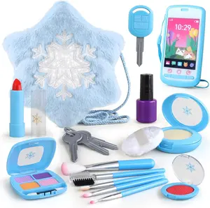 Safe Pretend Makeup Kit for Toddlers Ages 3-6 with Frozen Toys & Accessories BPA-Free Non Toxic Christmas Gift for Little Girls