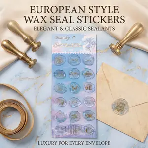 Gold Foil Wax Seal Stamps, High-Quality Embossing Stickers, Sticker Sheets for Scrapbooks, Notebooks, Envelopes, DIY Seals, European Style Decorative Stickers