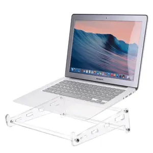 Acrylic Laptop Stand for Desk, Clear Ventilated Computer Stand Holder for Desk, Ergonomic Acrylic Sturdy Laptop Riser Compatible with 9-16 Inches