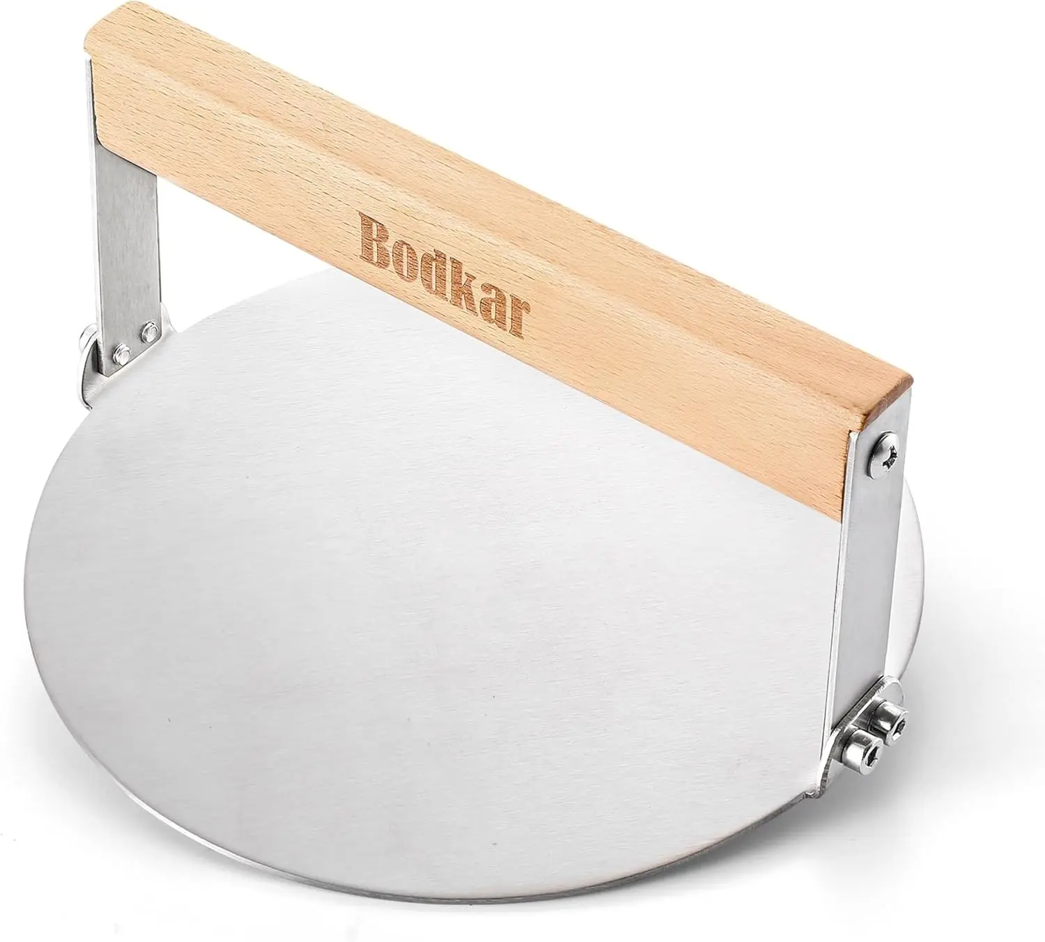 6 Inch Round Stainless Steel Burger Smasher with Wood Handle Bacon Hamburger Grill Meat Press