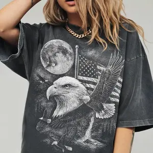 Comfort Colors Vintage Eagle 90s Graphic T-shirt, Patriotic USA Flag Freedom Moon Tee, 90s Retro Unisex Top, Y2K Fashion Apparel, Gift for Eagles Fans