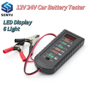 Car Battery Tester 12V 24V Alternator Tester LED Display 6 Light Automotive Battery Checker Analyzer Auto Repair Diagnostic Tool