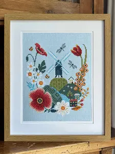 Windmill & Flowers Cross Stitch Kit (Hoop not included)