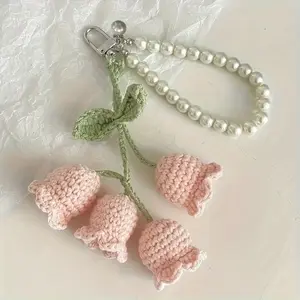 Charming Crochet Floral Keychains with Beads - Ideal for Bags, Purses & Gifts, Perfect for Mother's Day, Gift Item|Whimsical Accessory|Durable Zinc Alloy
