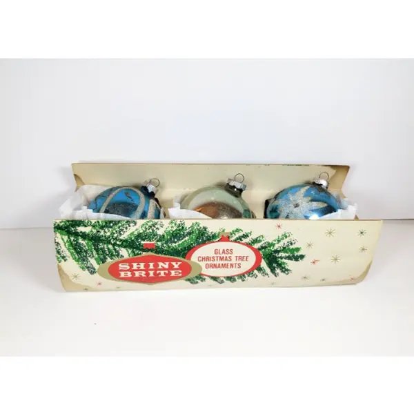 Vintage Large Shiny Brite Glass Ball Christmas Tree Ornaments