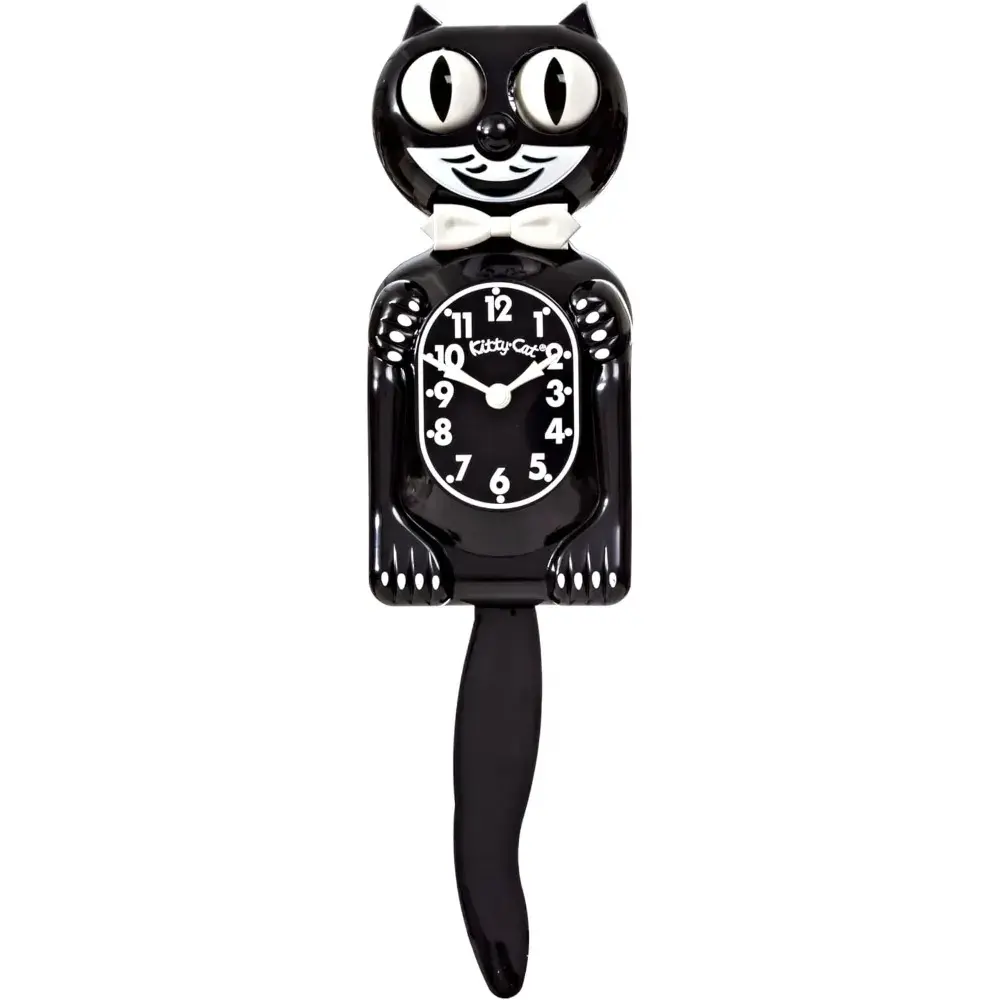 Kit Cat Klock Classic Black- Small - Iconic Retro Cat Clock with Moving Eyes and Tail, Battery Operated Wall Clock, Made in USA, Perfect for Home Decor, Mid Century Modern Clock