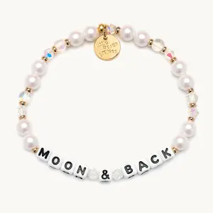 Little Words Project, Moon & Back Bracelet, Pearl & Crystal Beads – Choose Your Size