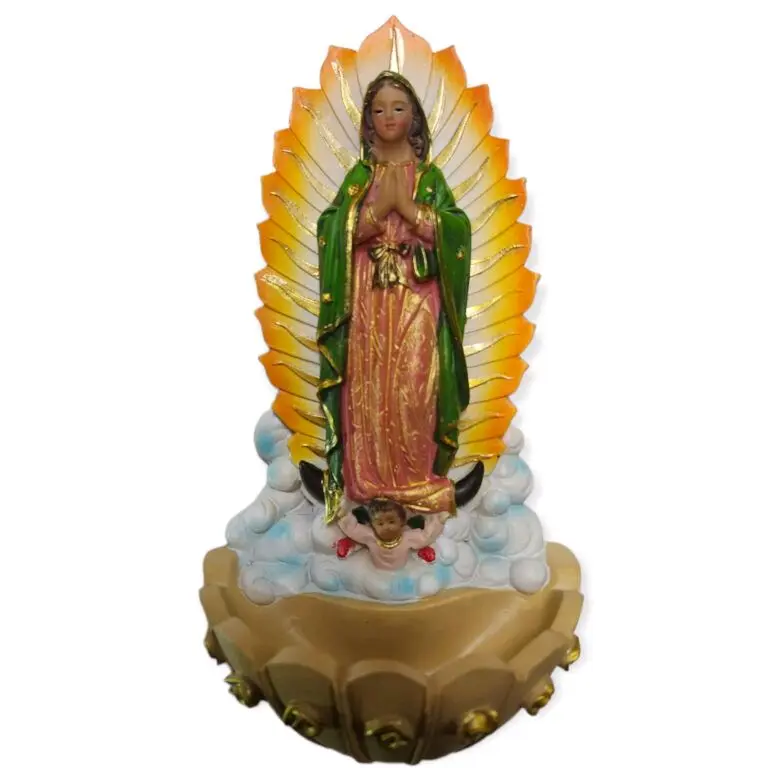 Virgen de Guadalupe  8" Inches Tall For Holy water Our Lady of Guadalupe For wall  Estatua para agua Bendita Brand New Religious Decor Ornaments